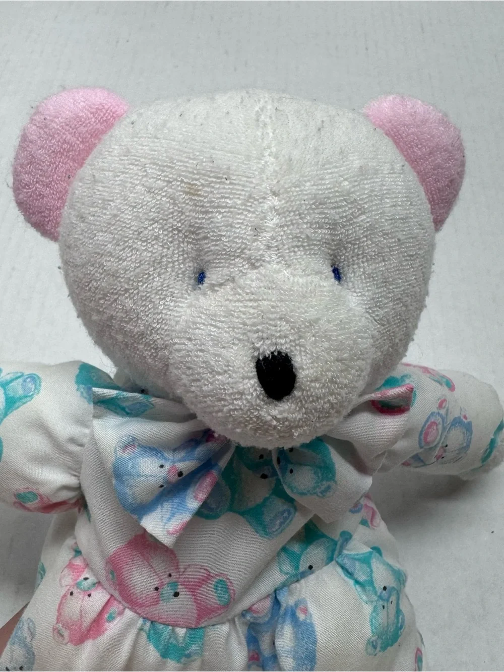 Carters Teddy Bear Rattle Plush White Bunny Slippers Terry Cloth Baby Toy